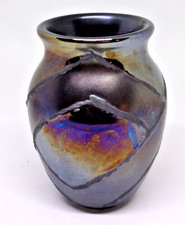 POOLE VINTAGE ' Alchemy Manhattan ' ART POTTERY BLACK  LUSTER VASE .