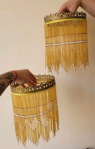 Pair vintage beaded - beaded, hollywood