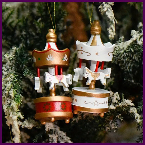 6pcs wooden carousel horse - carousel,