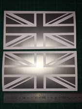 (X2) Union Jack Stickers Decals 180x90mm Car Bike Camper Boat Van Bumper Silver
