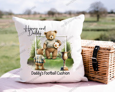 Daddy and Child Football Personalised Cushion Cover, Gift for Dad, Football Gift