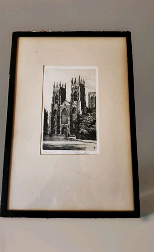 Framed antique etching - etching, of