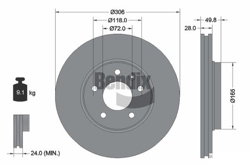 Pcs bendix braking bds1039hc - bendix,