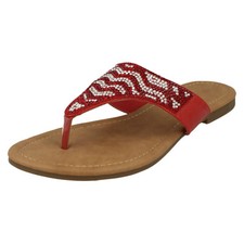 Ladies Savannah Flat Diamante Toe Post Sandals Flip Flops