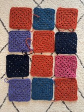 Job Lot x12 Handmade Crochet Knit Granny Squares Craft