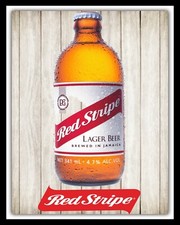RED STRIPE JAMAICAN LAGER BEER JAMAICA PUB MAN CAVE METAL PLAQUE TIN SIGN 1097
