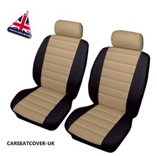 For VAUXHALL VX220 - Front PAIR of Beige/Black LEATHER LOOK Car Seat Covers