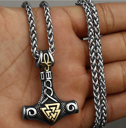 Viking thors hammer necklace - viking,