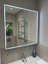 Faeber Edge Bathroom Mirror Cabinet, LED 2 doors illuminated, heated, elecsocket
