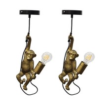 Set of 2 Gold & Black Monkey
