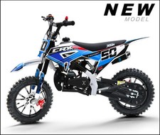 XTREME CRX 2025 Childs 49cc 50cc Petrol 2-Stroke XTM Mini Dirt Bike White Blue