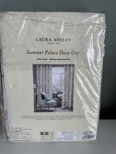 Laura Ashley Dove Grey Summer Palace Eyelet Fully Lined Cotton Curtains