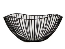 Black Fruit Bowl Vegetable Storage Dish Metal Contemporary NEW