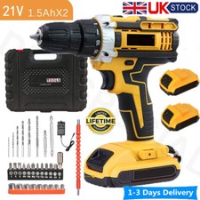 21V Cordless Hammer Drill Set Electric Impact Driver 2 Batteries & Charger UK