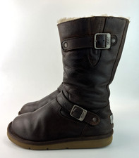 UGG Kensington Womens Brown Leather Buckle Shearling Lined Boot Size UK 5.5