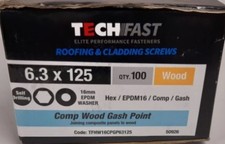 Techfast  Roofing Screw - Composite Sheet To Timber, 6.3 X 125mm Box of 100