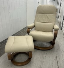 Himolla Zerostress Leather Recline & Swivel Armchair & Matching Footstool