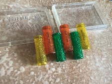 VTG HERIBA MAESTRO GUITAR PITCH PIPE A-440 ORANGE YELLOW GREEN GLITTER KITSCH