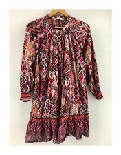 Zara Patterned Long Sleeve Dress With Ruffled Hem Size M