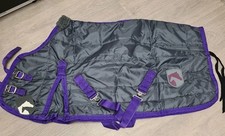 NEW MINI SHETLAND~FOAL PONY ~ GREY/PLUM LIGHT QUILT 100g STABLE RUG ~ 3FT/95cms