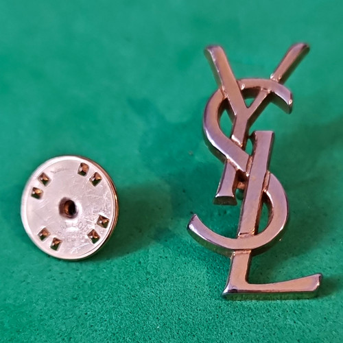 Ysl style logo pin brooch - style,