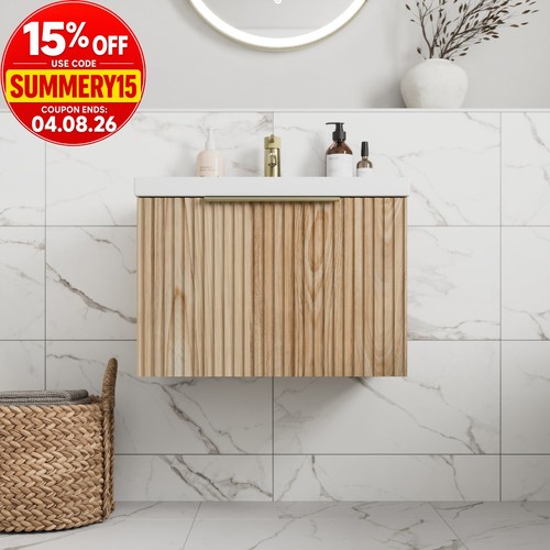 Fluted 600mm bathroom - fluted, vanity