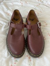 Dr Martens Mary Jane Red Cherry Virginia Leather Buckle Shoes Used Size Uk 6/39