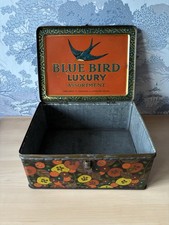 Vintage Retro Floral Blue Bird Luxury Toffee Tin Made In England
