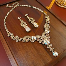 Necklace earrings set - set, gold