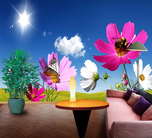 Flower garden self adhesive - 3d,