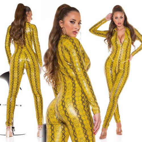 Wet look jumpsuit catsuit - look,