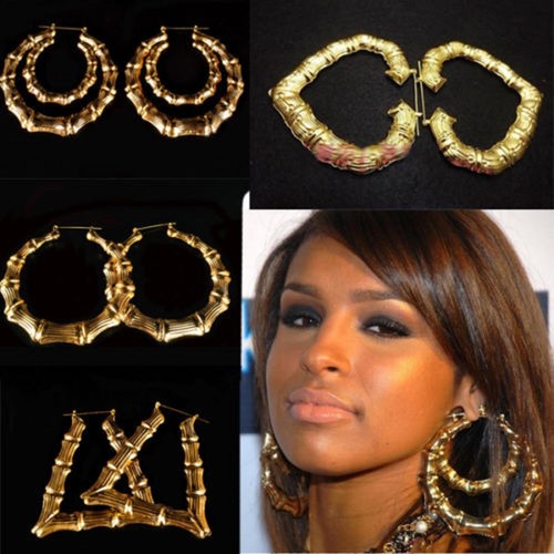 Large bamboo earrings - bamboo,