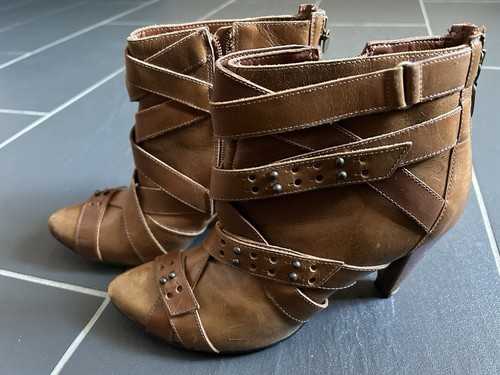Firetrap brown leather zip - brown,