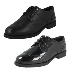 Girls Clarks Lightweight Leather Brogue Lace Up School Shoes "Tapa Pure"