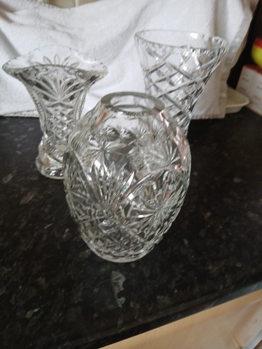 Vintage cut glass vases - glass,