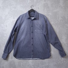 Denham Shirt Men's 2XL Slim Fit  Grey Denim Long Sleeve Collared Button-Up