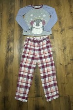 Girls Fatface Tartan Pyjamas Pjs Size 7-8 Years Winter Christmas