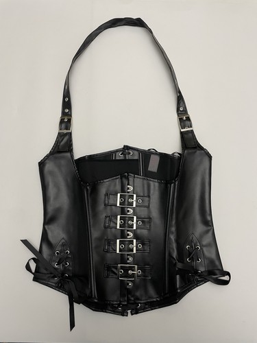 Black halterneck faux - halterneck, leather