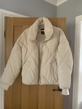 ZARA CREAM QUILTED PUFFA COAT, Jacket 