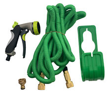 50ft Expanding (Green) Garden Hose; Leak Proof with 9 Nozzle Spray Functions