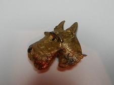Art Deco  Scotty dog Brooch Brass funish  