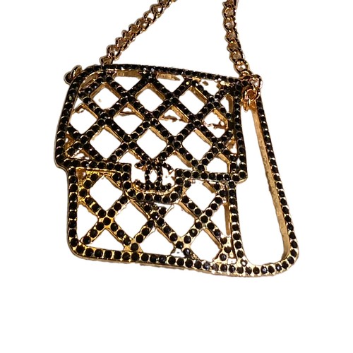 Chanel gold handbag brooch - gold,