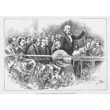 William Gladstone at the Memorial Hall Farringdon Street - Antique Print 1892