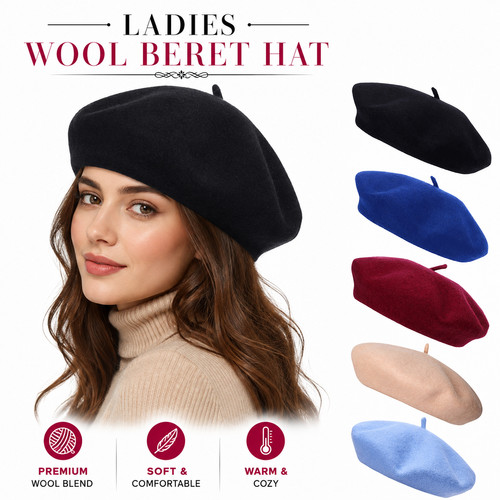Plain beret hat - plain,