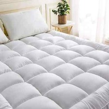Double Mattress Topper White Deep Filling 10cm Hypoallergenic Cover 135x190cm