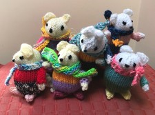 6 sweet knitted toy baby mice