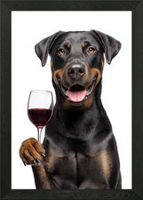 Beauceron dog with Wine Glass