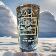 PERSONALISED BUDWEISER PINT GLASS Inc GIFT BOX DAD UNCLE BROTHER CHRISTMAS GIFT