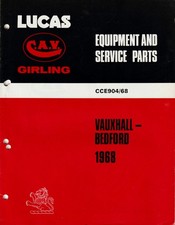LUCAS GIRLING 1968 VAUXHALL/BEDFORD Spare Parts List VICTOR  CRESTA CA TK etc