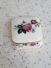 Vintage Victoria China Trinket Box Porcelain Floral Cottage Boho Excellent Piece